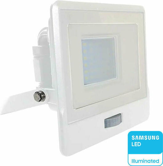 V-TAC Waterproof LED Floodlight 30W Natural White 4000K with Motion Sensor IP65