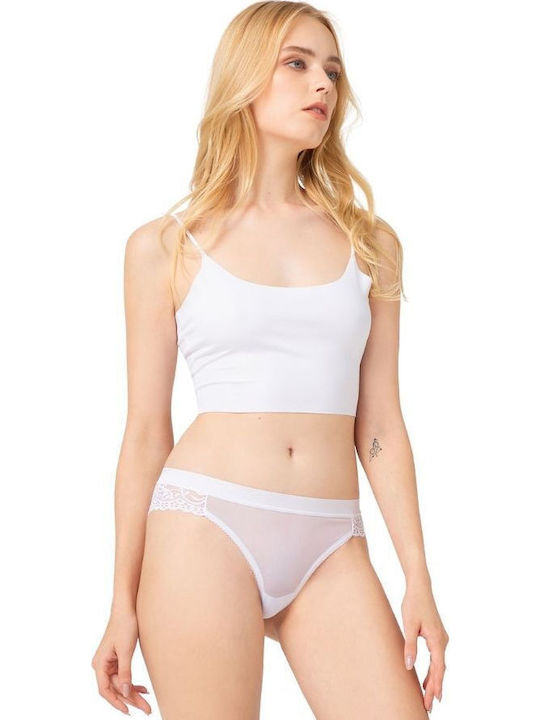 CottonHill Femeie Brazilia cu Dantelă Alb
