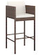 Garden Bar Stool Outdoor Rattan with Brown Cushion 4 Pieces 50x48x100cm