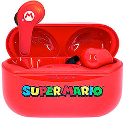 OTL Nintendo Super Mario In-ear Bluetooth Handsfree Ακουστικά με Θήκη Φόρτισης Κόκκινα