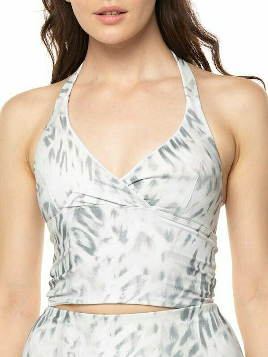 Guess Αμάνικο Αθλητικό Crop Top Κρουαζέ Γκρι