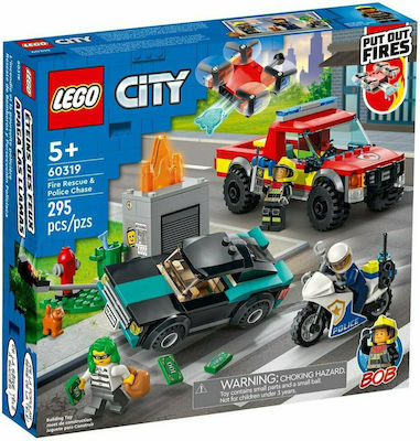 Lego City Fire Rescue Police Chase pentru 5+ ani