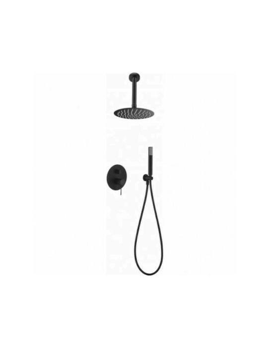 Imex Line Top Built-In Showerhead Set with 2 Exits Gun Metal