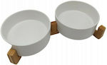 Rolinger Ceramic Bowls Dog Food & Water White with Base 2x250ml
