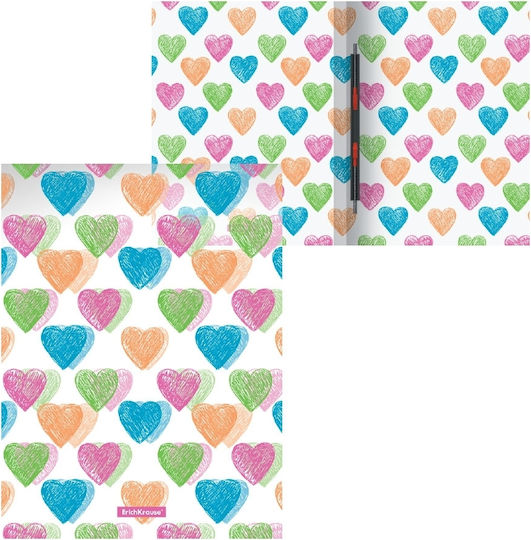 ErichKrause Clipboard with Clip for Paper A4 Multicolour Neon Hearts 1pcs