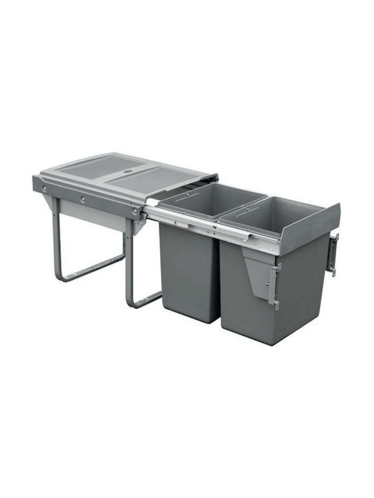 Recycling Waste Bin for Cabinet Plastic Grey 40L 151-JC606MSL