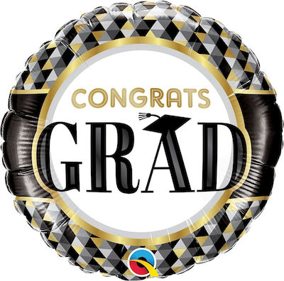 Balloon Foil Graduation Round Black Congrats Grad 46cm