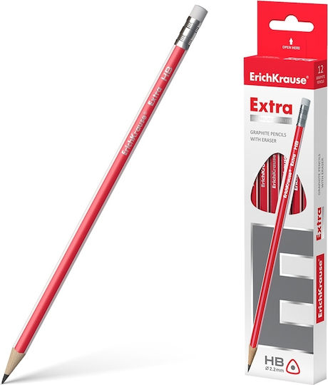 ErichKrause Extra Pencil HB with Eraser Red