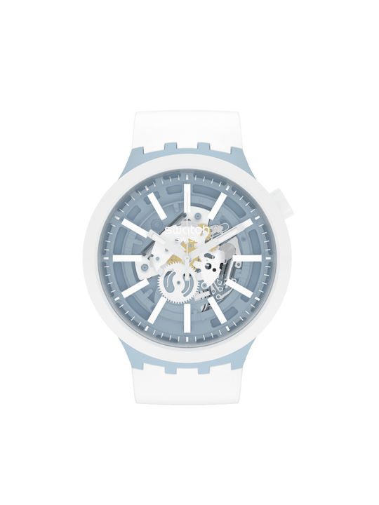 Swatch Bioceramic Ρολόι Μπαταρίας με Καουτσούκ Λουράκι σε Λευκό χρώμα