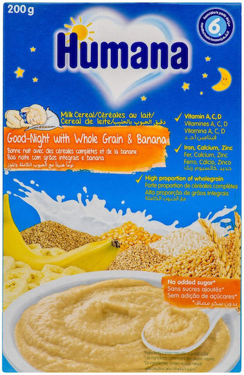 Humana Fruit puree Good Night With Whole Grain & Banana No Added Sugar 200gr for 6+ Months