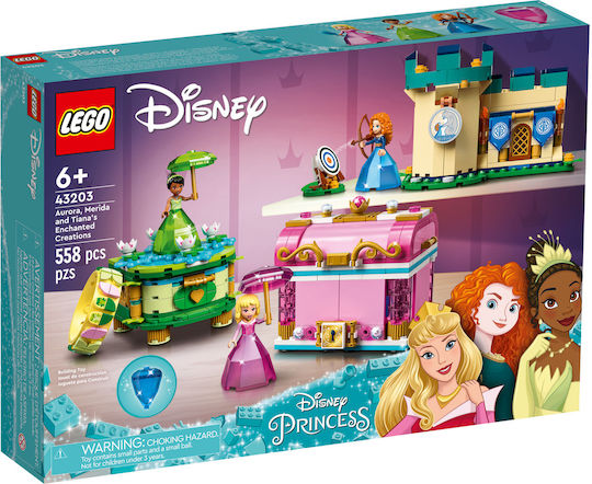 LEGO Disney Princess Aurora Merida și Tiana Creations Fermecate pentru 6+ Ani 558 Bucăți
