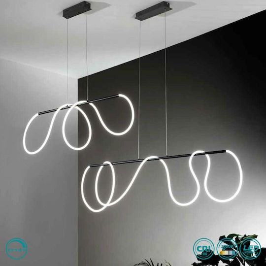 Ondaluce So.Line/Gr-Nero Κρεμαστό Φωτιστικό Μαύρο LED με Θερμό Λευκό Φως Ράγα