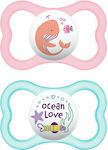 Mam Orthodontic Pacifiers Silicone Air Whale-Ocean Love Pink-Blue for 6+ months 2pcs