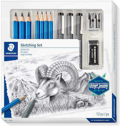 Staedtler Sketching Pencil Set with Scraper and Eraser 12pcs