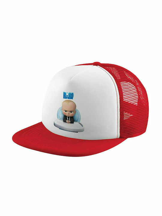 The boss baby, Adult Soft Trucker Hat with Mesh Red/White (POLYESTER, ADULTS, UNISEX, ONE SIZE)