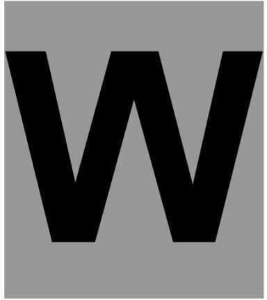Ergo "W" Sign with Text in Black Color Aluminum 4cm 572410.0085