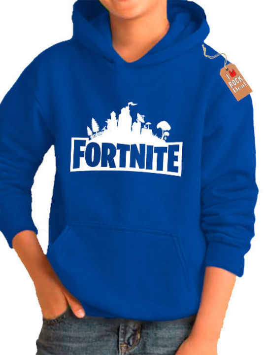 Kids Sweatshirt with Hood and Pockets Blue Fortnite
