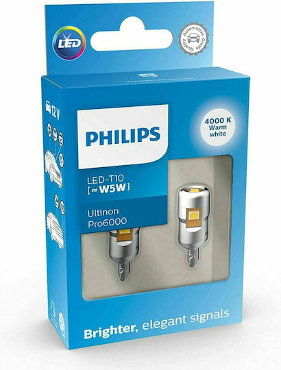 Philips Λάμπες Αυτοκινήτου Ultinon Pro6000 W5W LED 4000K Φυσικό Λευκό 12V 0.9W 2τμχ