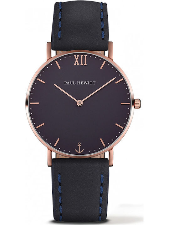 Paul Hewitt Women's Watch with Black Leather Strap