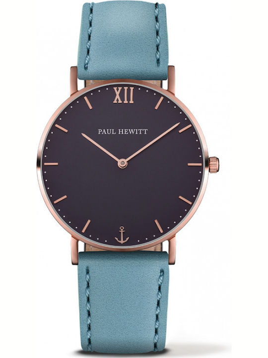 Paul Hewitt Γυναικείο Ρολόι 39mm Μπαταρίας με Μπλε Δερμάτινο Λουράκι