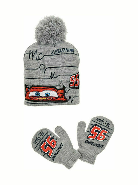 Sun City Kids Beanie Set with Gloves Knitted Gray