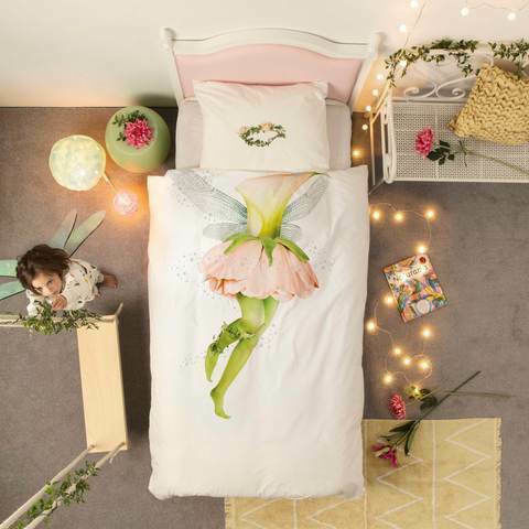 Snurk Fairy Set Kids Duvet Cover Single with Pillowcase Green 160x220cm