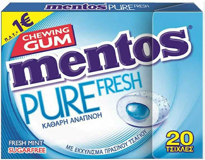 Mentos 20 Chewing gum Pure Fresh with Flavor Mint With Green Tea Extract No Added Sugar 1pcs 30gr