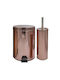 Sidirela Metallic Toilet Brush and Bin Set 7lt Rose Gold