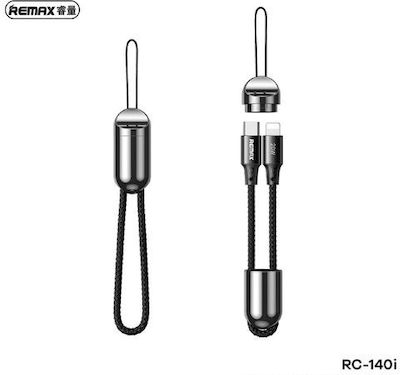 Remax RC-140I Schlüsselanhänger USB-C zu Lightning Kabel 20W Schwarz 0.12m