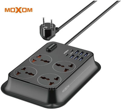 Moxom 4-Outlet Power Strip with USB Black