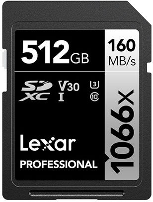 Lexar Professional 1066x SDXC 512GB U3 V30 UHS-I 160MB/s