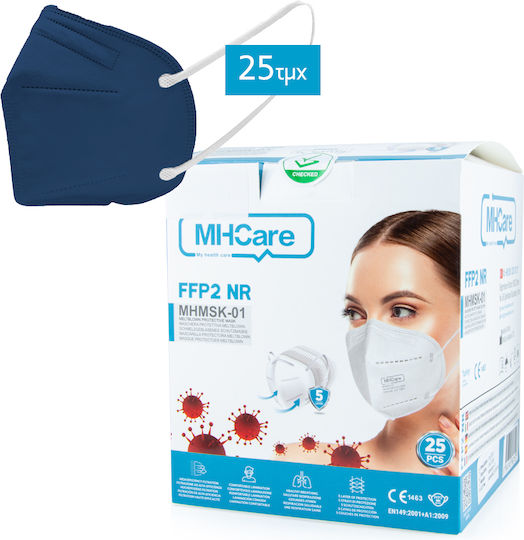 MHCare MHMSK-01 Μάσκα Προστασίας FFP2 Navy Μπλε 10τμχ