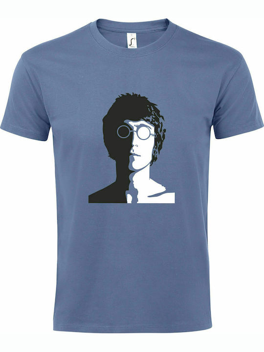 T-shirt Unisex " John Lennon, Black & White Silhouette ", Blue