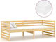 Single Solid Wood Sofa Bed in White with Slats & Mattress 90x200cm