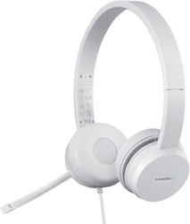 Lenovo 110 On Ear Căști Multimedia cu microfon și conexiune USB-A în culoarea Alb