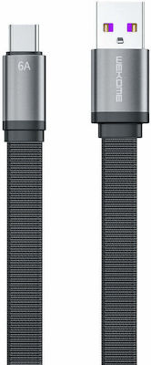 WK WDC-156 Braided / Flat USB 2.0 Cable USB-C male - USB-A male Μαύρο 1.5m