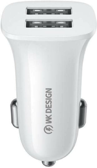 WK WP-C35 Φορτιστής Αυτοκινήτου 12W 4A με Θύρες: 2xUSB-A Λευκό Χρώμα