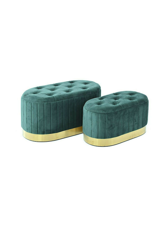 Stool For Living Room Upholstered with Velvet Emerald 2pcs 83x48x42cm