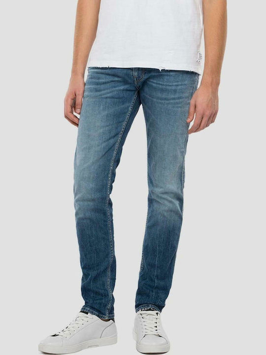 Anbass Men's Jeans Pants Elastic with Slim Fit Blue