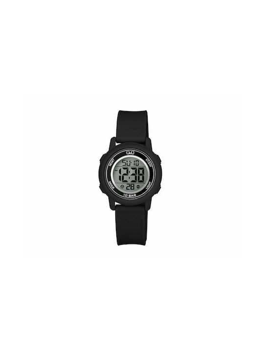 Q&Q Ψηφιακό Ρολόι Μπαταρίας με Καουτσούκ Λουράκι σε Μαύρο χρώμα