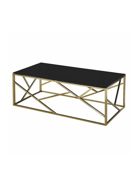 Rectangular Glass Coffee Table Χρυσό / Μαύρο L120xW60xH45cm