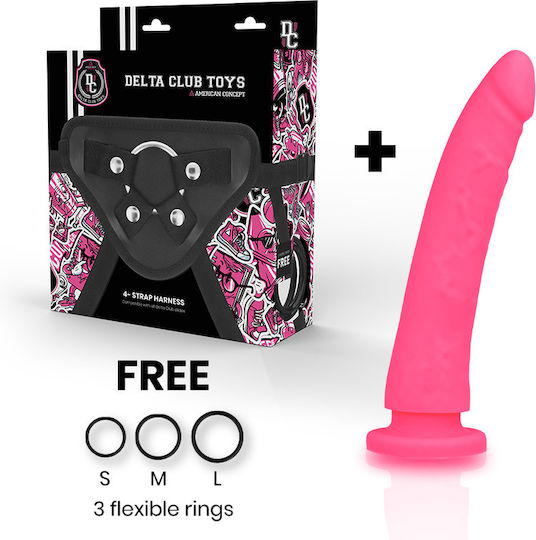 Delta-Club Gurtzeug mit Dildo 17cm in Farbe Pink