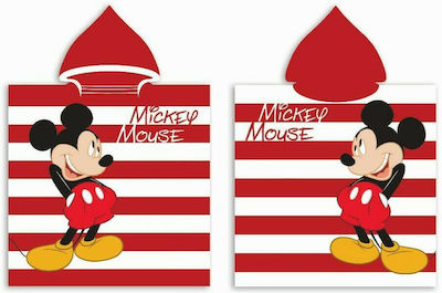 Dimcol Disney 11 Digital Print Παιδικό Πόντσο Θαλάσσης Mickey Κόκκινο 100 x 50εκ.