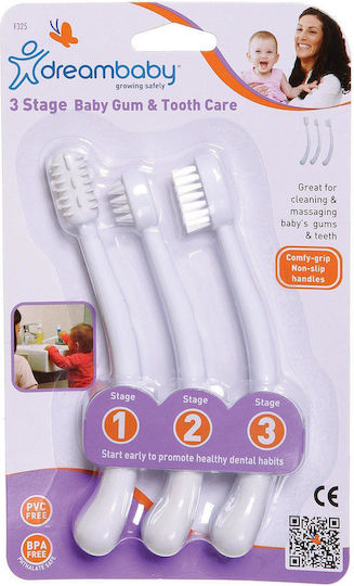 Dreambaby 3 Stage Baby Toothbrush Set for 0m+ 3 Pieces White