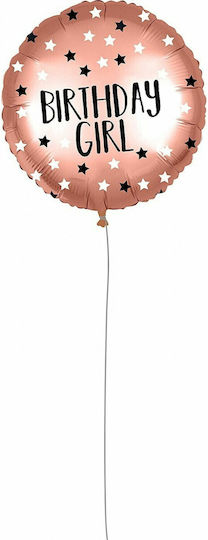 Balloon Foil Birthday-Celebration Round Rose Gold Girl 46cm