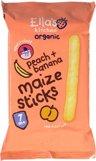 Ella's Kitchen Cheese Puffs Maize Sticks with Flavor Peach-Banana 16gr for 7+ months
