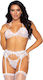 Leg Avenue Rhinestone Eyelash Lace White