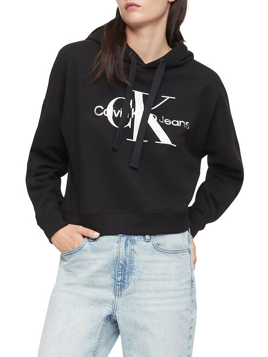 Calvin Klein Women's Cropped Hooded Sweatshirt Black