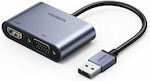 Ugreen Convertor USB-A masculin în HDMI / VGA feminin Gri (20518)