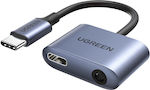 Ugreen Конвертор USB-C мъжки към 3.5mm / USB-C женски Сив 1бр (60164)